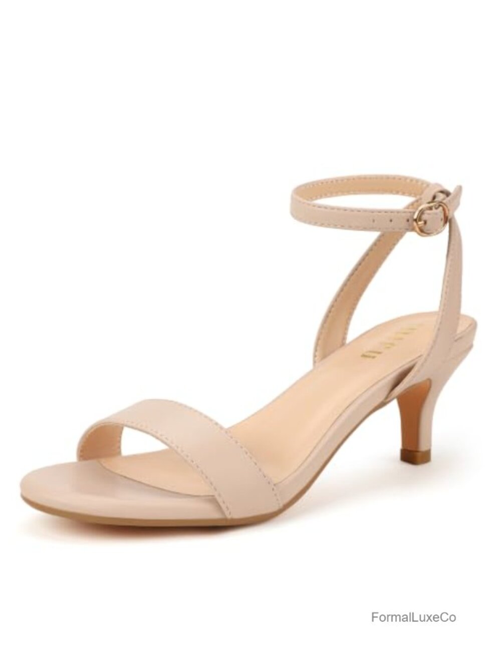 Kitten Heel Sandals Open Toe Ankle Strap Low Heel Formal Dress Shoes